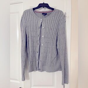 Tommy Hilfiger Size XL grey cable knit cardigan sweater